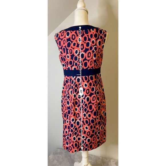 Women’s BODEN Navy/Coral Orange Sheath Midi Dress 6P - Picture 6 of 10